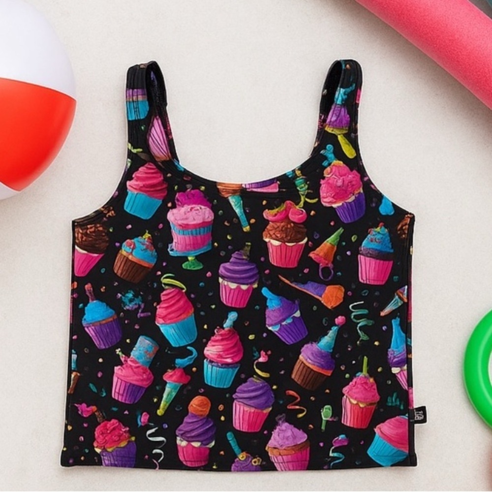 NWT Zara Terez Girls Trolls on Cupcakes print Tank Swim/Exercise Size 14